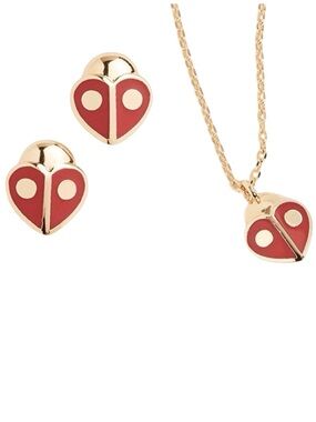 Kate Spade Animal Party Lady Bug Necklace and Earrings Matching Set